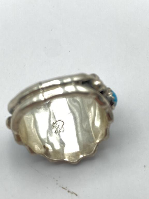 SIZE 11 STERLING TURQUOISE BUFFALO RING
