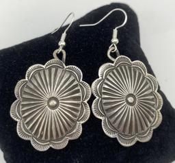 VINTAGE NATIVE AMERICAN STERLING CONCHO EARRINGS