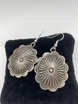 VINTAGE NATIVE AMERICAN STERLING CONCHO EARRINGS