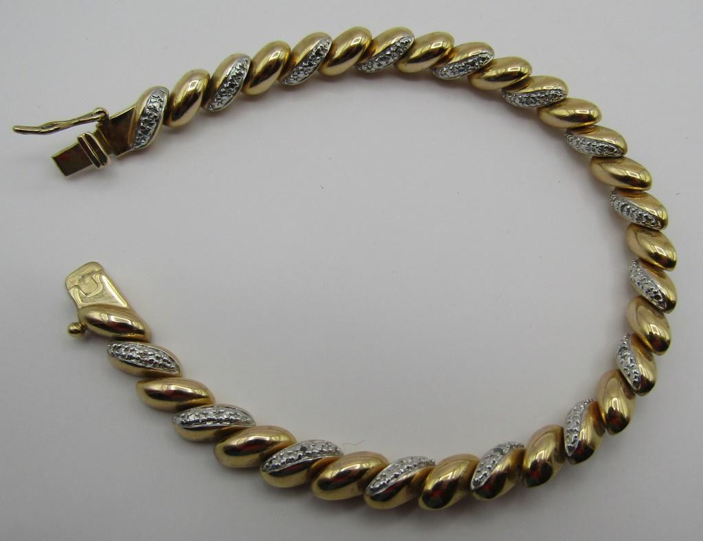 DIAMOND TENNIS BRACELET GOLD ON STERLING SILVER