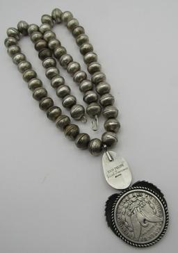 SAN FELIPE MERCURY DIME BEAD & TURQUOISE NECKLACE