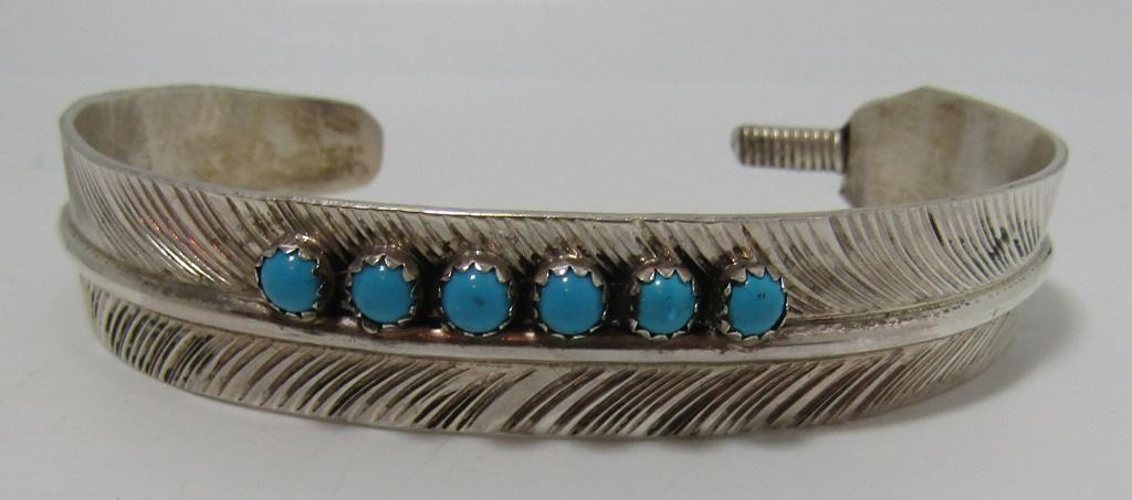 BEGAY TURQUOISE CUFF BRACELET STERLING SILVER