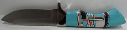 TURQUOISE INLAY HUNTING KNIFE W SHEATH