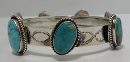 G JAMES TURQUOISE BANGLE BRACELET STERLING SILVER