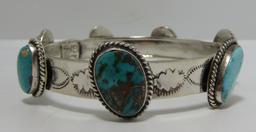 G JAMES TURQUOISE BANGLE BRACELET STERLING SILVER