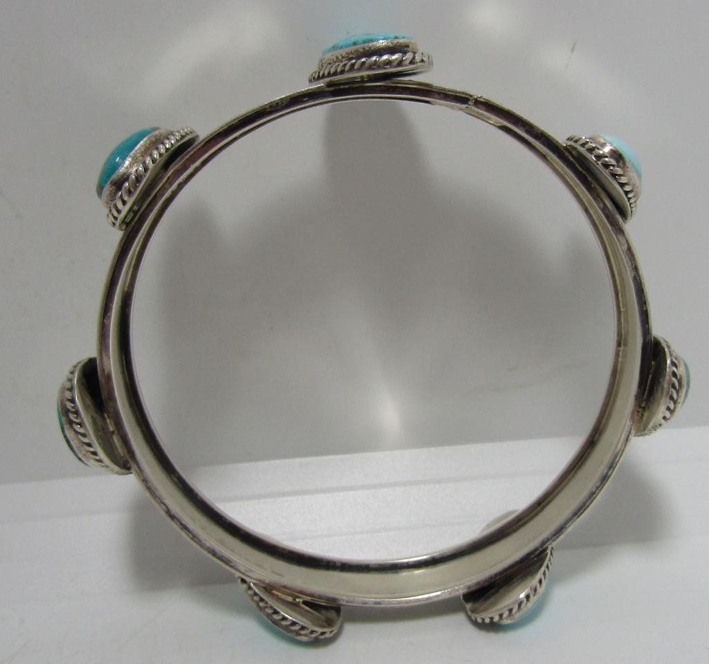 G JAMES TURQUOISE BANGLE BRACELET STERLING SILVER