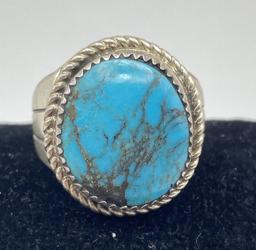 HERBERT TSOSIE STERLING TURQUOISE NAVAJO RING