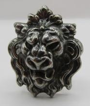 3D LION PIN STERLING SILVER BROOCH