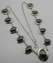 24" "RW" HEMATITE PENDANT NECKLACE STERLING SILVER