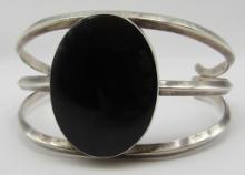 "JEL" ONYX CUFF BRACELET STERLING SILVER 44GRAMS