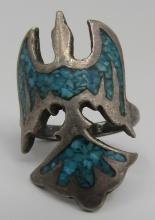 PEYOTE BIRD TURQUOISE RING STERLING SILVER