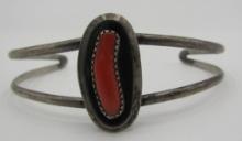 "SK" CORAL CUFF BRACELET STERLING SILVER