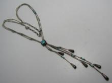 20" GEM TURQUOISE LIQUID SILVER NECKLACE STERLING