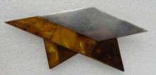 4" BUTTERSCOTCH AMBER PIN STERLING SILVER BROOCH