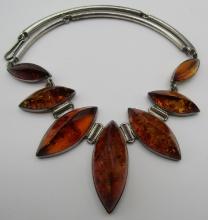 FOSSILIZED BALTIC AMBER NECKLACE STERLING SILVER