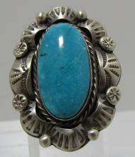 "LMC" GEM TURQUOISE RING STERLING SILVER SIZE 6