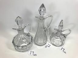 Trio Of Heisey Blown Cruets w/Stoppers-5.5"T.-8"T.