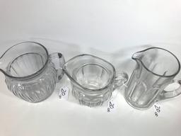 Trio Of Heisey Cream Pitchers From 5.25"T.-6.75"T.