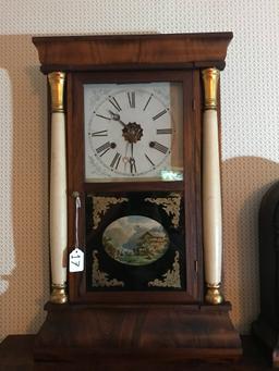 Antique E. N. Welsh Pillar & Scroll Style Clock