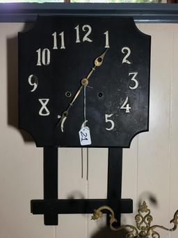 Antique Oak Wall Clock W/Arts & Crafts Look