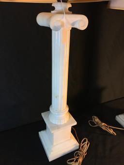 Vintage Pair Of Marble Lamps W/Column Design