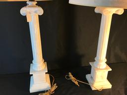 Vintage Pair Of Marble Lamps W/Column Design