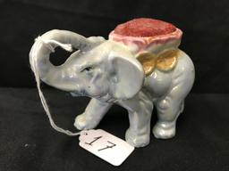 Figural Elephant Pin Cushion From 1950's & 1960's Japan   3.75"T.