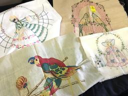 Lot Of (6) Vintage Embroidered Items