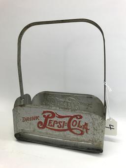 Vintage Embossed Tin "Drink Pepsi" 6-Pack Bottle Carrier   8.5"  Wide x 11" Tall