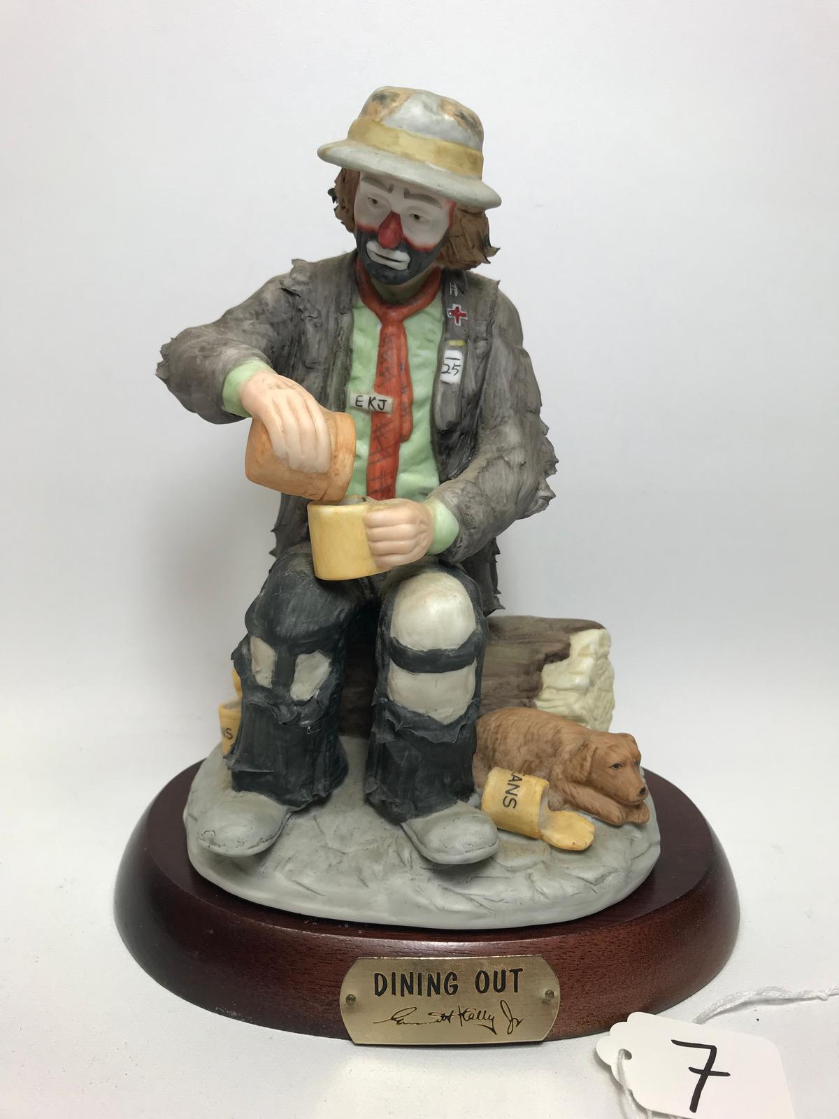 "Dining Out" 8"T.Clown Figurine From The Emmett Kelly, Jr. Signature Collection By Flambro