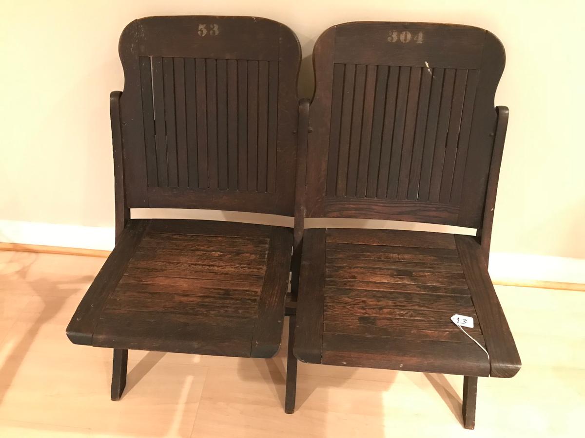 Antique Stadium Twin Bleacher Seats That Fold Up