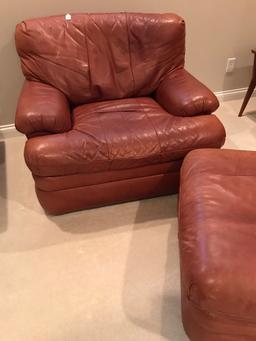 Flexsteel Leather Chair W/Ottoman