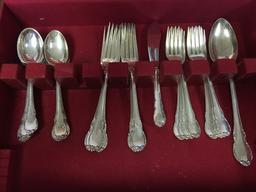 (37) Pcs. Sterling Flatware By Lunt-Modern Victorian Pattern W/Wooden Case