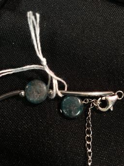 Marked 925, Silver Necklace with Stone Accents, up to 18" Long