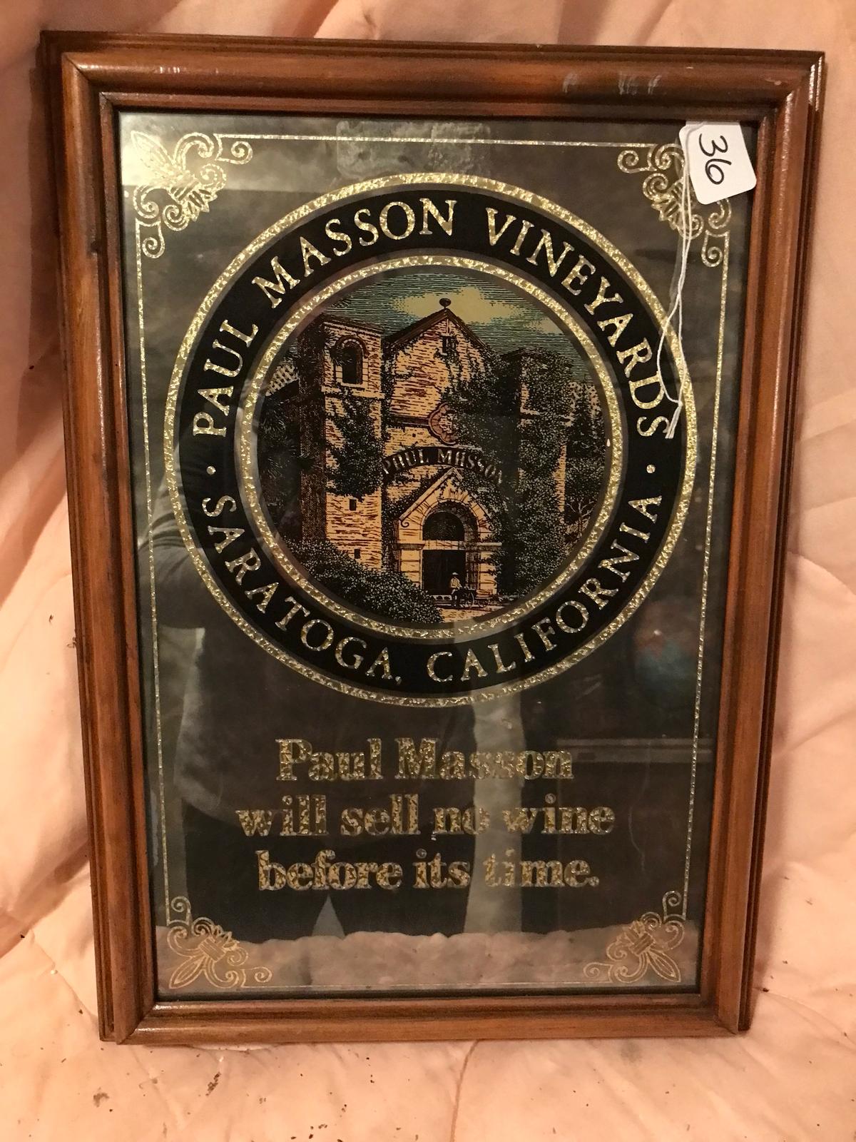 14" X 20" Paul Masson Wine Mirror