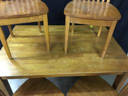 Wooden Farm-Style W/(6) Chairs  36" x 54" x 30"T. *Top Has Numerous Scratches*