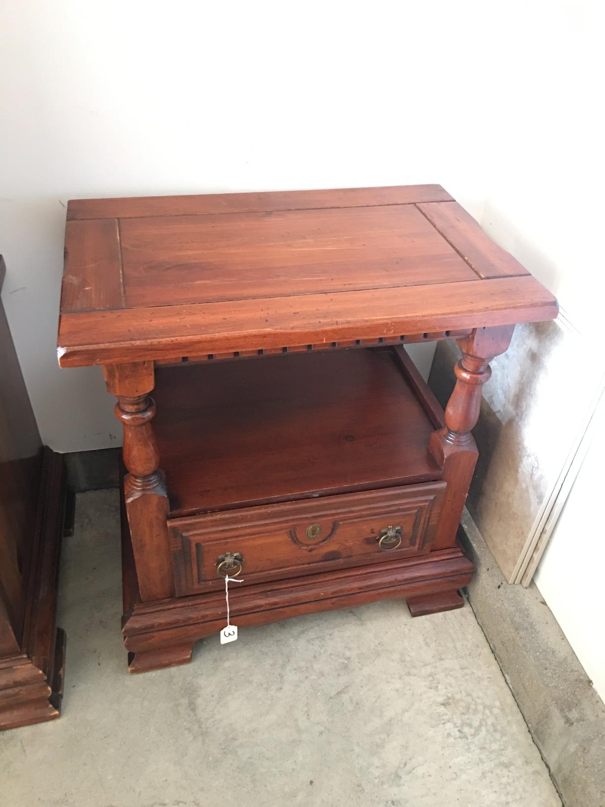Pine Nightstand that shows wear from years of use