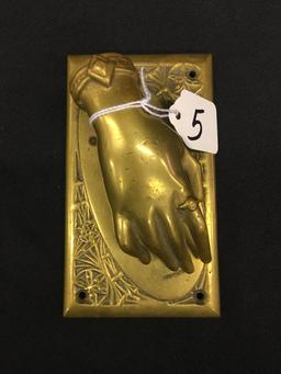 Vintage Brass Figural "Hand" Door Knocker