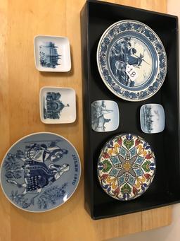 Three Blue and White Decorated Plates from Holland, Norway and Spain