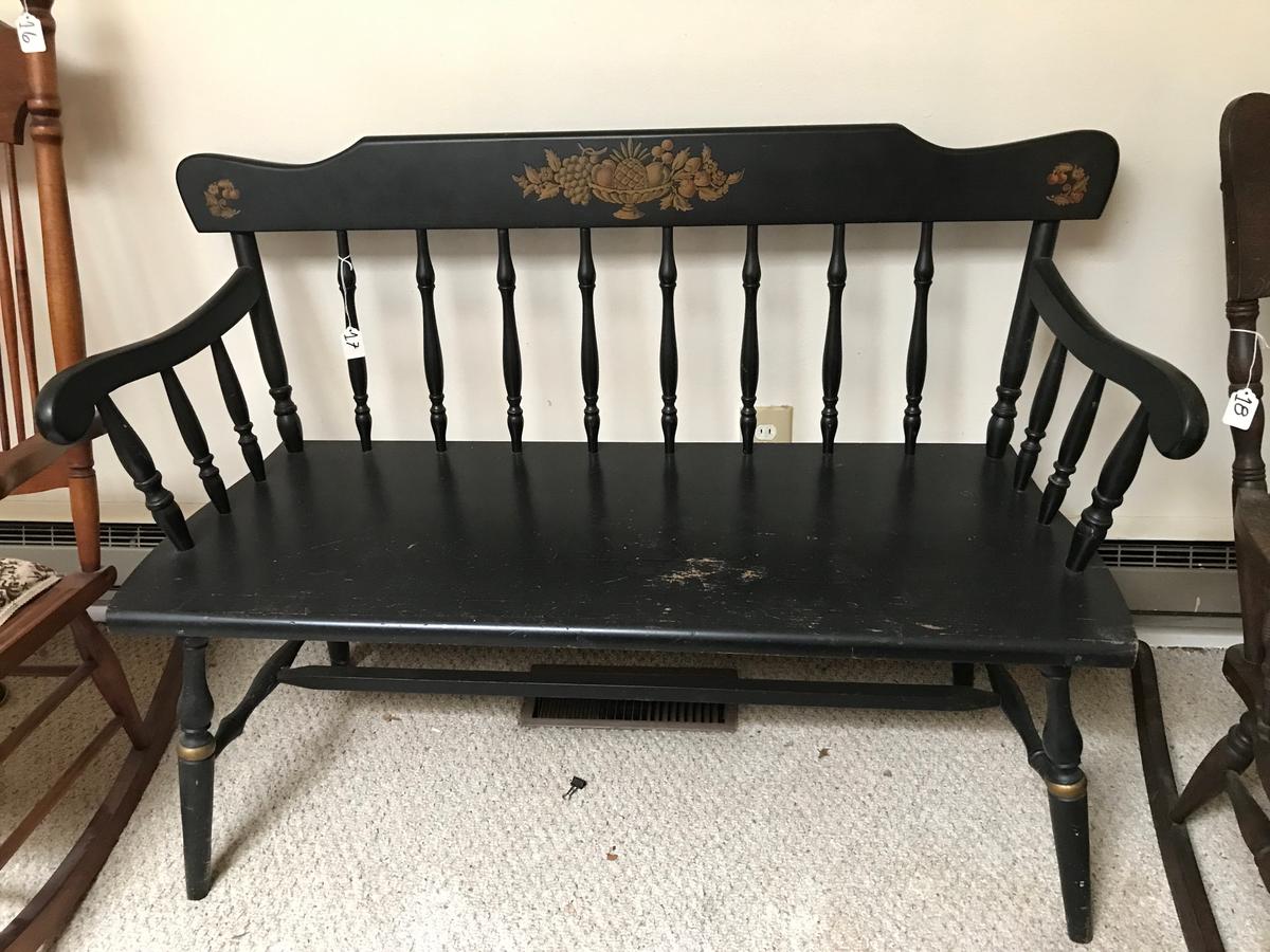 Stencilled Wooden Arm Bench