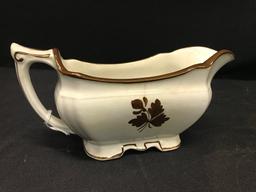 Early Copper Lustre Tea Leaf Gravy Boat  *Hairline on the side is noticeable from inside only*