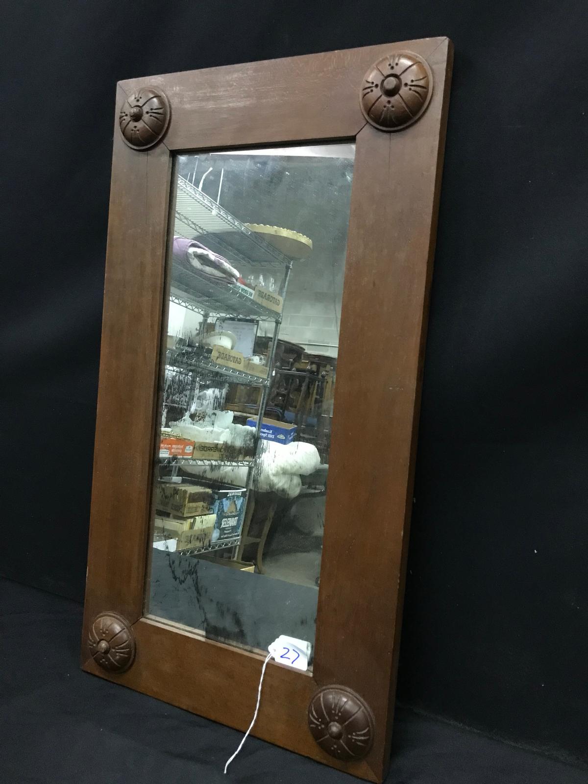 Antique Wood Framed Mirror is 15" x 27"