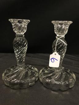 Fostoria "Colony" Pattern 7"T. Candleholders