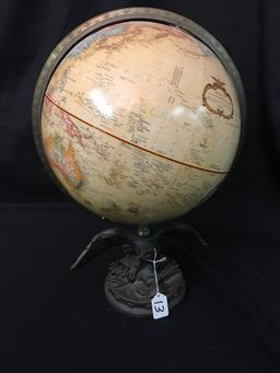 Revolving Globe In Resin Eagle Frame Is 19" Tall
