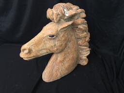 Plaster Horse Head Statue Is 21" Tall