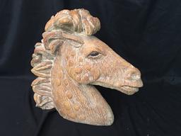 Plaster Horse Head Statue Is 21" Tall