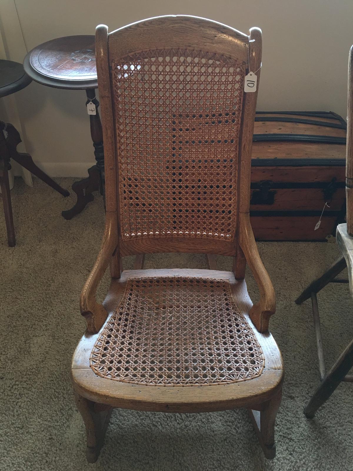 Antique Caned Back & Seat Rocker Is 35" Tall