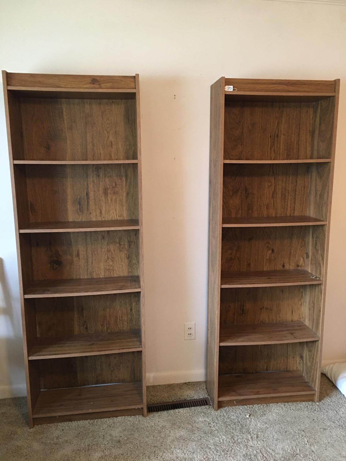Pair Of Sauder Style Bookcases Are 24"W. x 9.5"D. x 72"T.