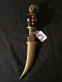 Middle Eastern Engraved Dagger W/Sheath Is 9" Long *Doesn't Fit Into Sheath Properly*