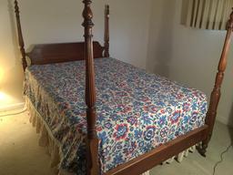 Cherry & Maple Full Size Poster Bed W/Mattress & Box Springs